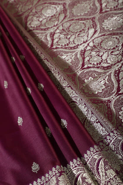 Dark Scarlet Banarsi Silk Zari Woven Saree
