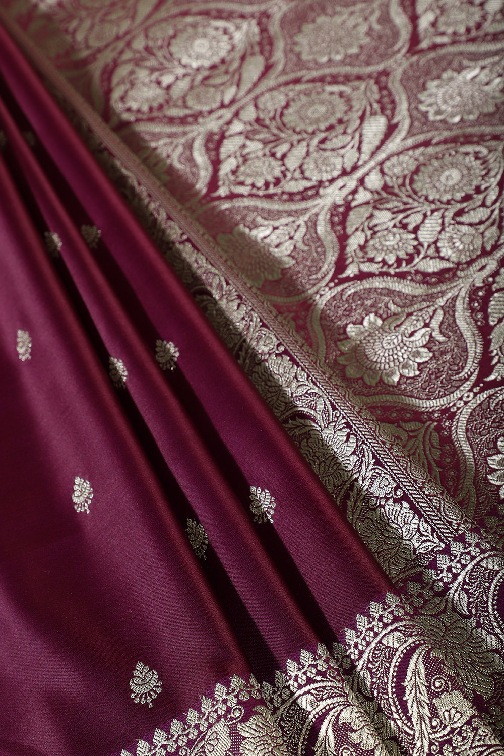 Dark Scarlet Banarsi Silk Zari Woven Saree
