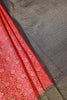 Cherry Red And Navy Floral Zari Woven Sarees