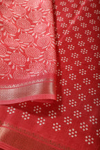 Red Printed & Woven Cotton Silk Saree