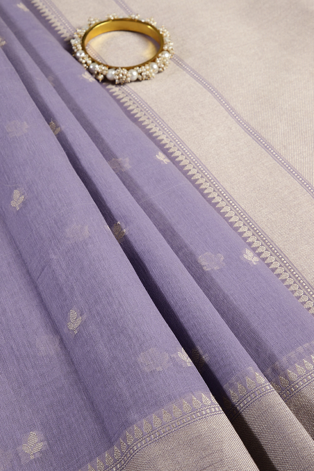 Lavender Color Cotton Woven Saree