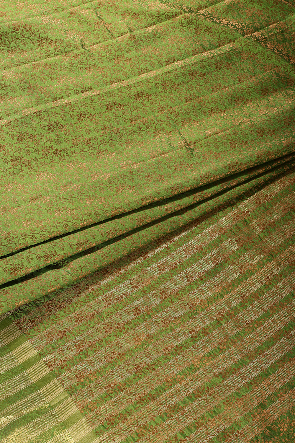 Green Color Silk Floral Resham & Zari Woven Saree