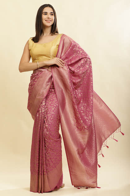 Tulip Pink Lightweight Banarasi Silk Weaving Saree
