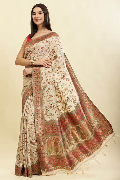 Tussar Color Silk Madhubani Woven Saree