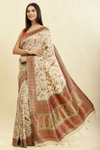 Tussar Color Silk Madhubani Woven Saree