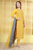 Mustard Chanderi Cotton Resham Embroidered Suit