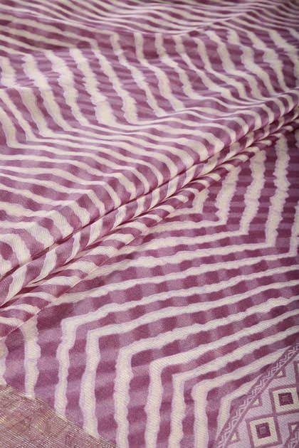 Dusky Purple Color Chiffon Leheriya Printed Saree