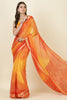 Orange Georgette Leheriya Printed Saree