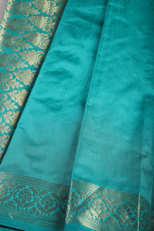 Teal Colour Silk Woven Saree