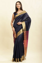 Navy Colour Silk  Woven Saree