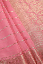 Pink Color Georgette Saree with Zari Pinstripes