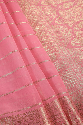 Pink Color Georgette Saree with Zari Pinstripes