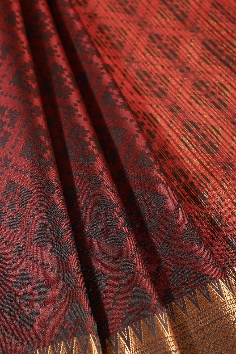 Maroon & Black Dual Tone Silk Woven Saree
