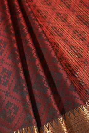 Maroon & Black Dual Tone Silk Woven Saree