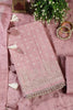 Pink Tussar Cotton Printed And Reham Embroidered Unstiched Suit Material