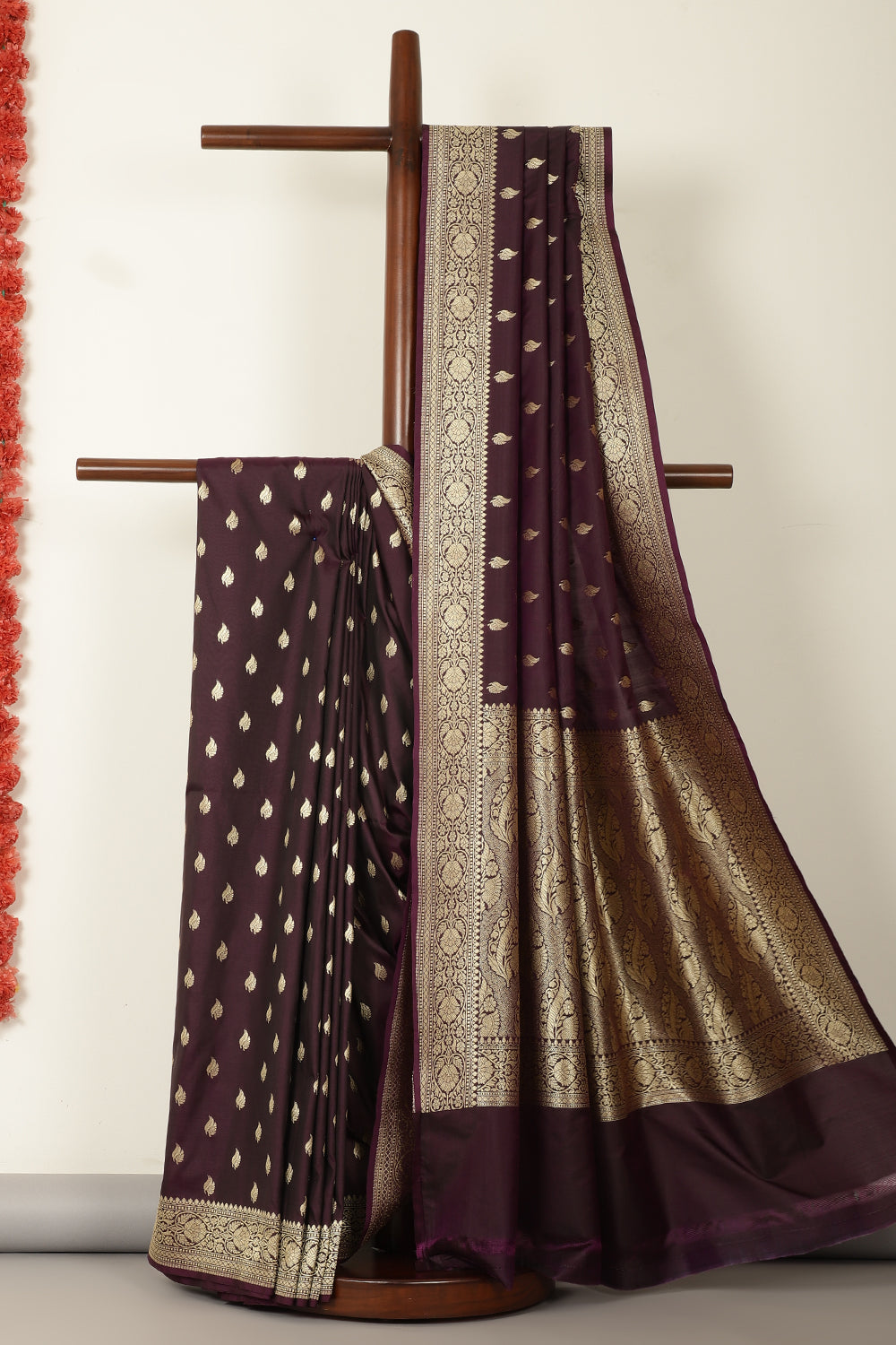 Dark Purple Banarasi Woven SIlk Saree