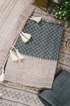 Mint Green Tussar Cotton Printed And Reham Embroidered Unstiched Suit Material