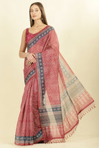 Light Maroon Bandhani Printed Cotton Saree