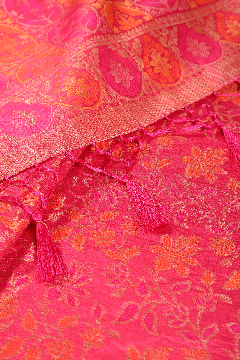 Watermelon Colour Tussar Woven Silk Saree (Copy)