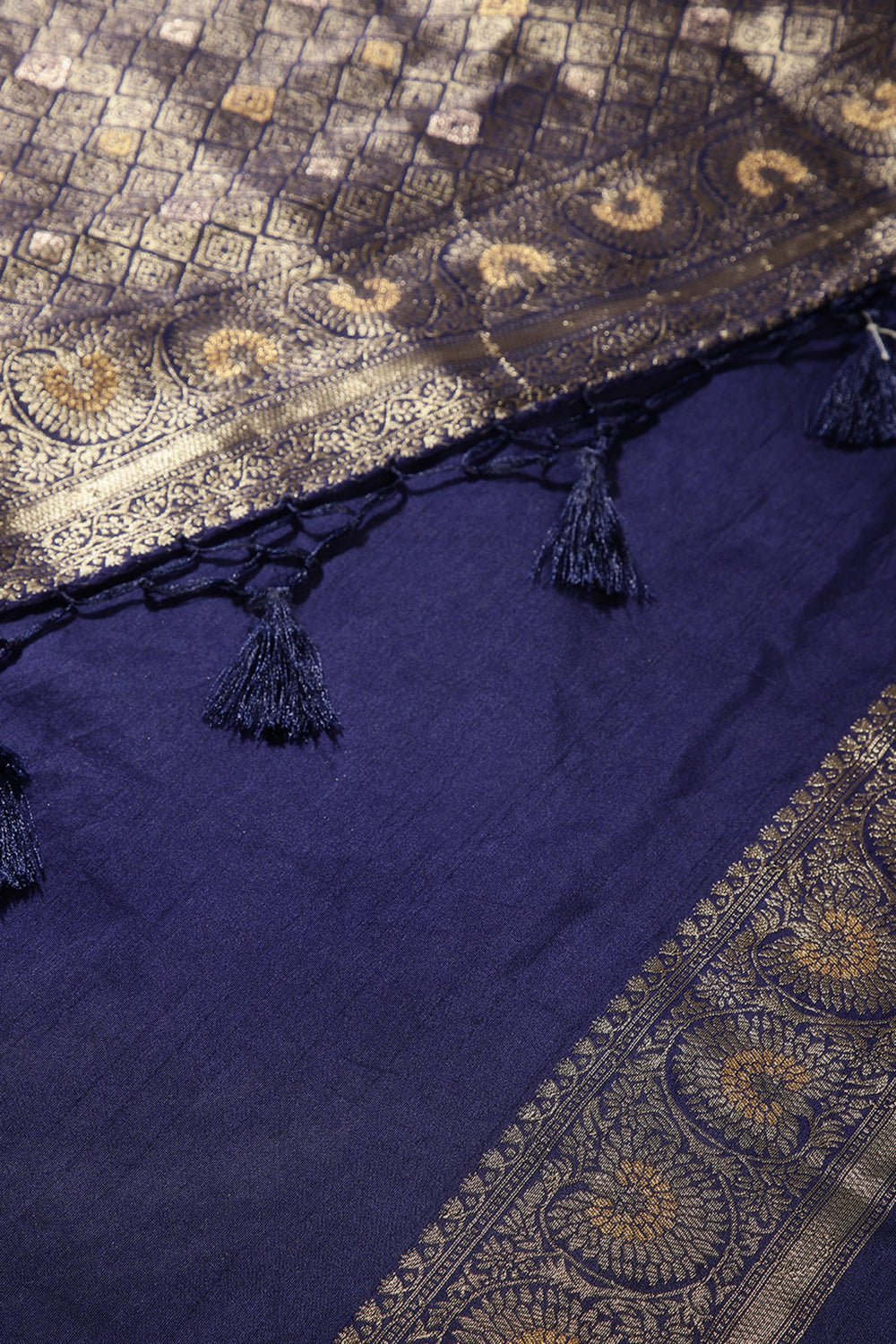 Navy Color Zari Woven South Silk Saree