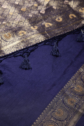 Navy Color Zari Woven South Silk Saree