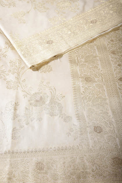 Cream Color Art Silk Zari Woven Saree