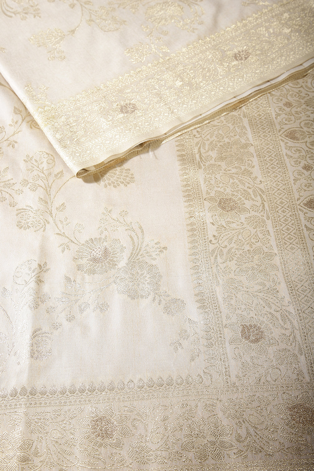 Cream Color Art Silk Zari Woven Saree