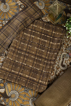 Moss Green Printed Spun Unstitched Suit Fabric