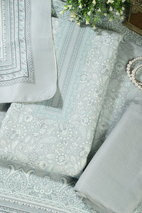 Light Turquoise Digital Printed Pashmina Unstitched Suit Material