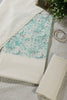 Cream & Teal Cotton Chikankari Work Floral Printed Unstitched Suit