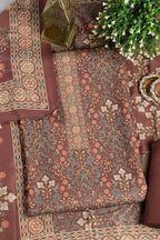 WIne Digital Printed Pashmina Unstitched Suit Fabric