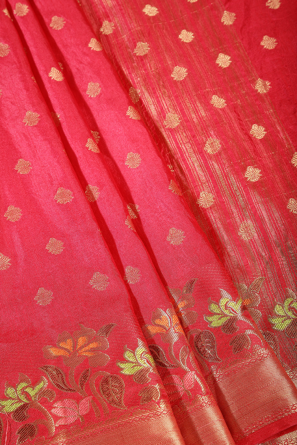Corel Pink Color Silk Resham & Zari Woven Saree