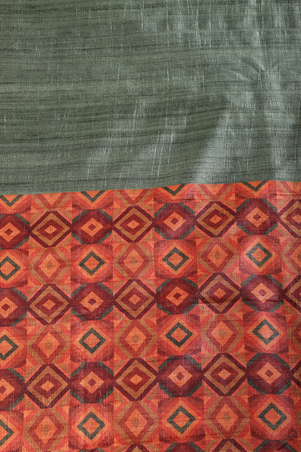 Sage Green Printed Tussar Silk Saree