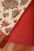 Beige & Red Color Tree-Like Structures Printed Tussar Silk Saree
