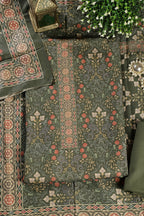 Green Digital Printed Pashmina Unstitched Suit Fabric