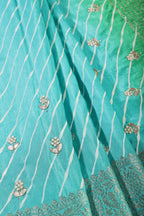 Turquoise Jaipuri Silk Leheriya Printed And Embroidered Saree