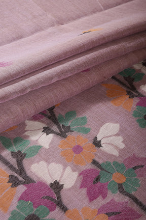 Lavender Color Chanderi Cotton Resham Woven Saree