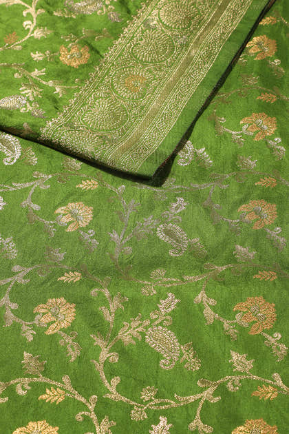 Green Colour Zari Woven South Silk Saree