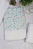 White & Blue Cotton Floral Printed and Resham Embroidered Unstitched Suit Material