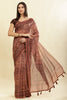 Brown Cotton Silk Printed Saree