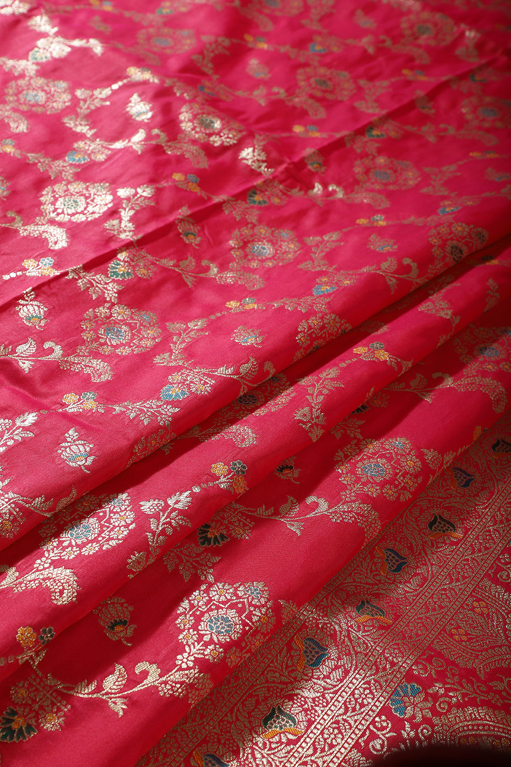 Rani Colour Banarasi Silk Woven Saree