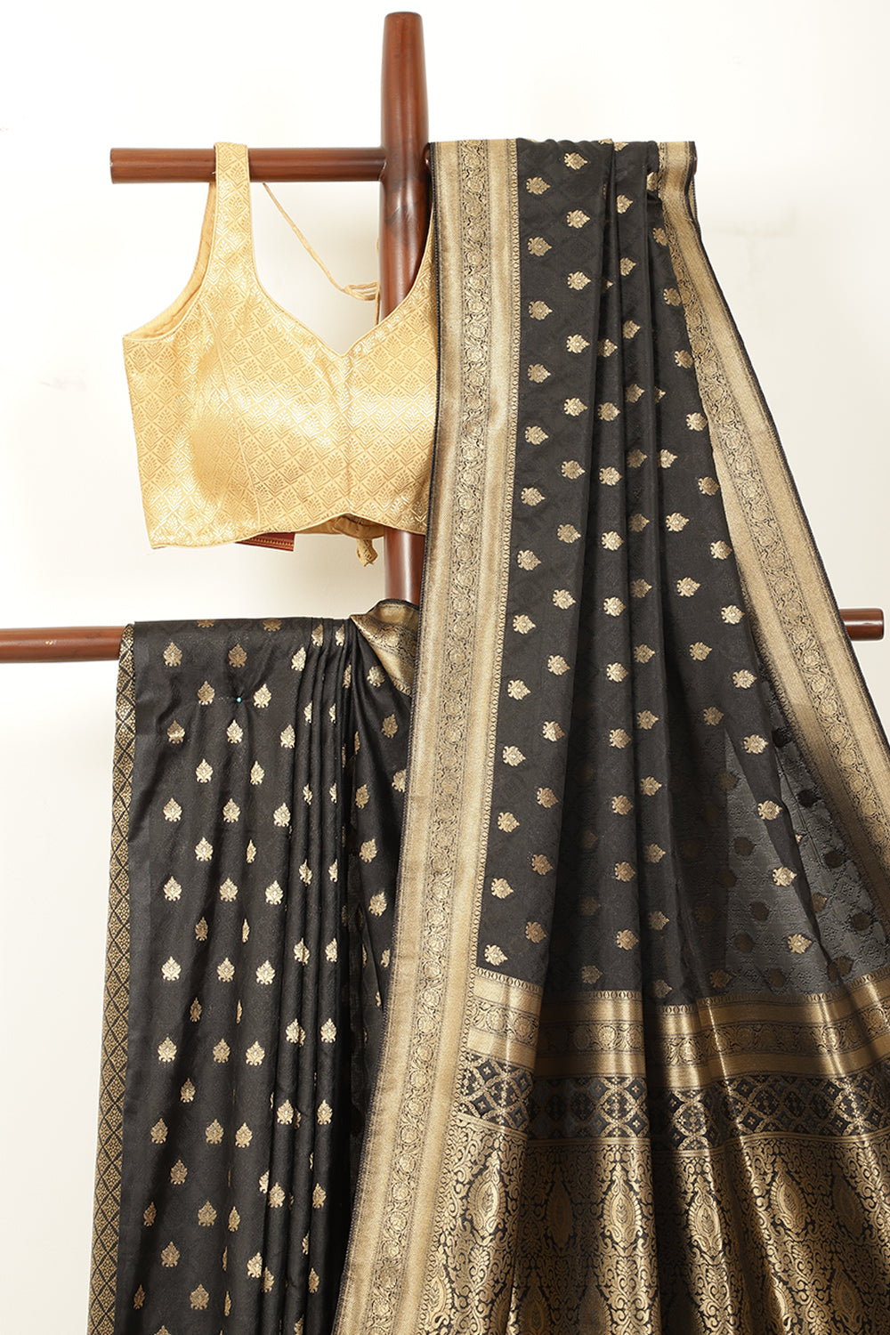 Black Soft Silk Zari and Resham Woven Saree