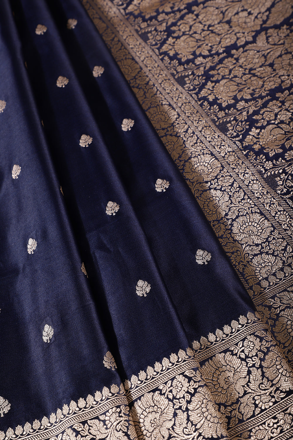 Navy Blue Banarsi Silk Zari Woven Saree