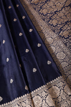 Navy Blue Banarsi Silk Zari Woven Saree