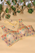 Light Mustard Brocade Sik Resham And Zari Woven Readymade Blouse