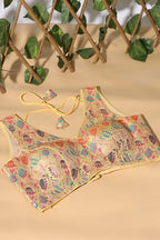 Light Mustard Brocade Sik Resham And Zari Woven Readymade Blouse