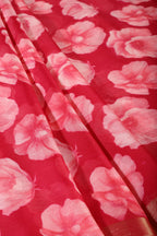 Cardinal Red Chiffon Floral Printed Saree