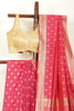 Fuchsia Pink Soft Silk Zari and Resham Woven Saree
