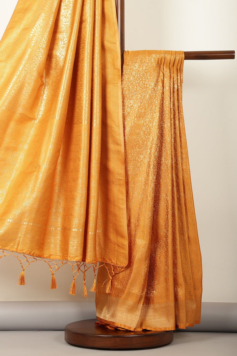 Mustard Zari Woven Soft Silk Saree