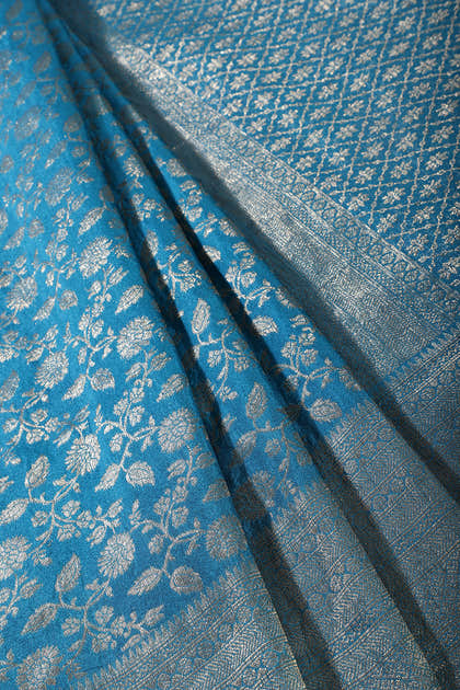 Blue Lightweight Banarasi Silk Weaving Saree